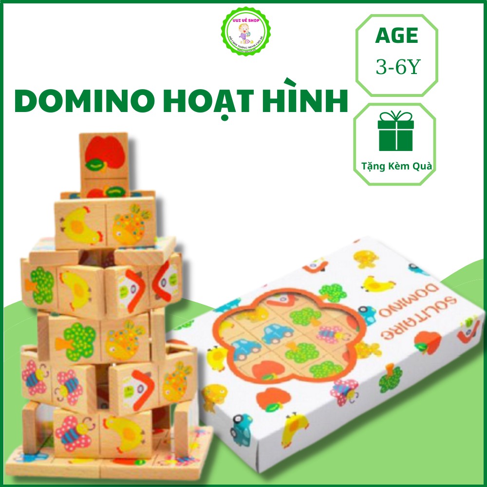 Đồ Chơi Gỗ Domino Hoa Quả, Động Vật, Giao Thông Cho Bé Từ 3 Tuổi – Xếp Hình Montessori An Toàn Bền Nhẵn – Vui Vẻ Shop
