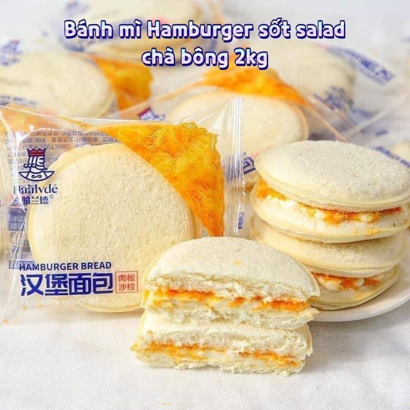 Bánh mì humburer kẹp ruốc sữa chua.