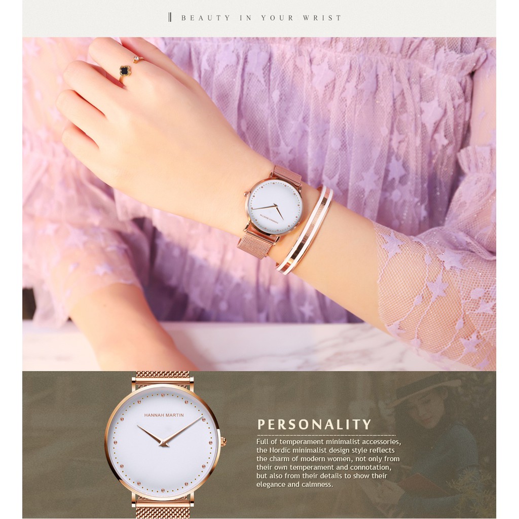 Đồng hồ nữ HANNAH MARTIN chính hãng - Model HM-MD36 - dây thép không gỉ - Bảo hành 1 | BigBuy360 - bigbuy360.vn
