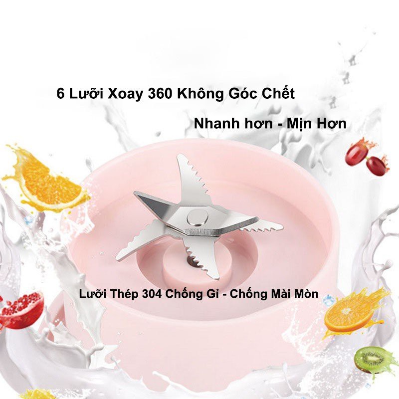 [Mã ELHA22 giảm 5% đơn 300K] Máy xay sinh tố cầm tay JUICE CUP 6 lưỡi sạc pin dung tích 300ml bảo hành 1 đổi 1