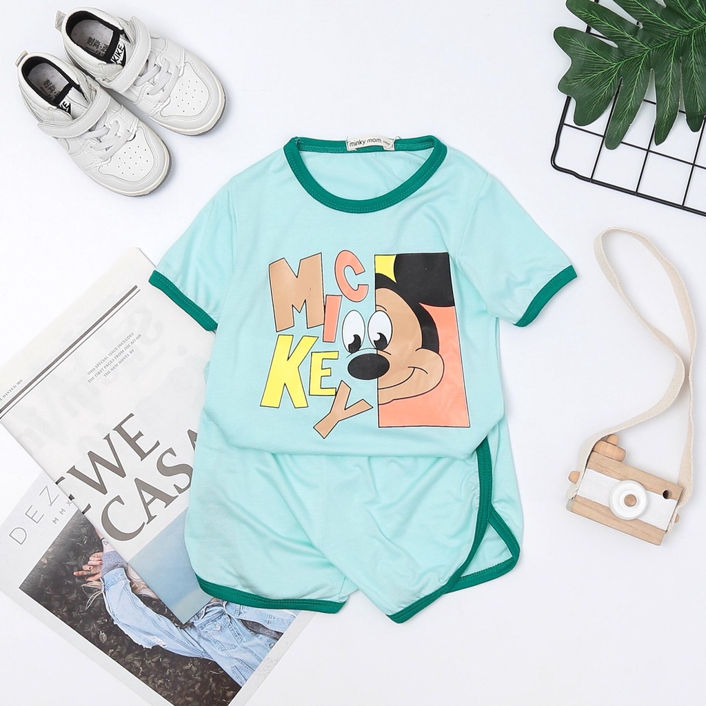 Bộ cộc tay bé trai, bộ áo quần mùa hè cho bé chất thun lạnh loại 1 mềm mịn minky mon size 6-18kg