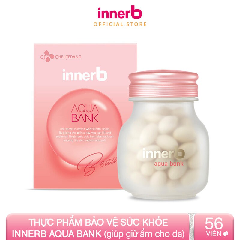 Thực Phẩm Bảo Vệ Sức Khỏe InnerB Aqua Bank Giúp giữ ẩm cho da lọ 56 viên | Thế Giới Skin Care