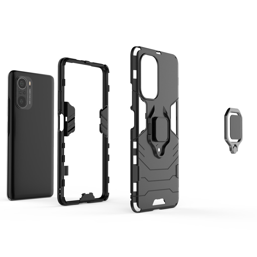 Ốp lưng Redmi K40 / K40 Pro / Poco F3 dùng chung chống sốc Iron Man Iring giá đỡ xem phim siêu bền