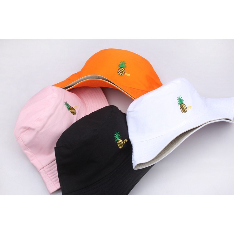 Nón bucket Hai Mặt Họa Tiết Trái Dứa Phong Cách Hàn Quốc