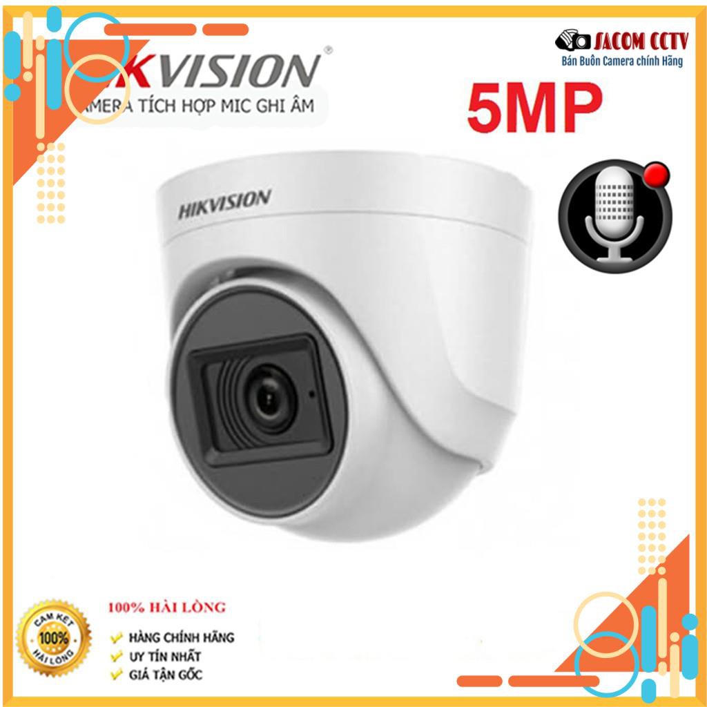 {Có Mic thu âm} Camera Hikvision chính hãng, bán cầu, hình ảnh 2k( 5Mp), có tích hợp Mic thu âm.