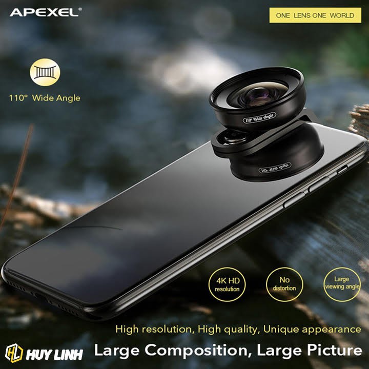 Bộ ống kính góc rộng dành cho điện thoại Apexel 110 độ chuẩn 4k HD Mẫu mới 2021 - Lens wide for iphone x sx samsung