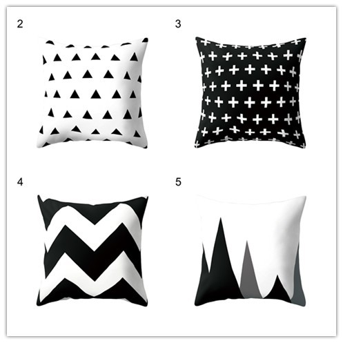 Bao Gối Vuông Họa Tiết Hình Học Trắng Đen