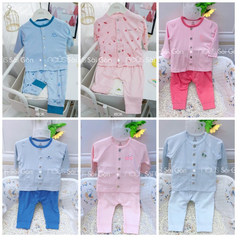 Bộ Quần Áo Trẻ Sơ Sinh Dài Tay cài giữa Nous Petit Cho Bé 0-12M