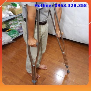 Nạng inox,có điều chỉnh chiều cao, có đệm chống trượt -