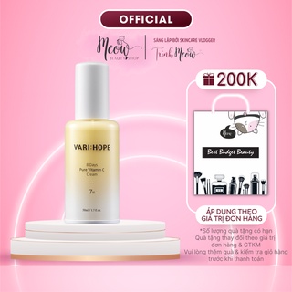Kem dưỡng ẩm Varihope trắng da mờ thâm nám 8 ngày vitamin C cream 7% Hàn Quốc 50ml