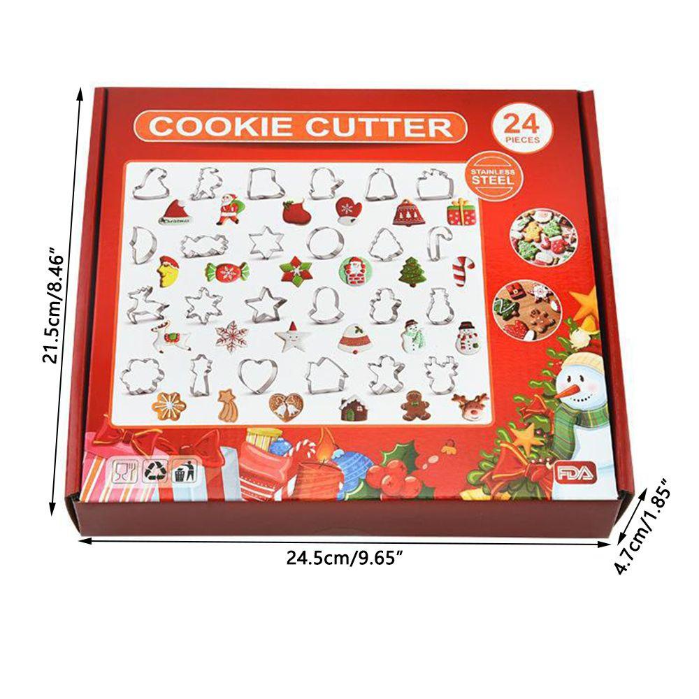 CONOPERY Bộ 24 Khuôn Làm Bánh Bằng Thép Không Gỉ Hình Giáng Sinh 3D
