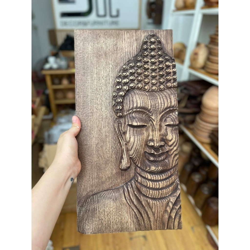 TRANH GỖ ĐỨC PHẬT GỖ TẦN BÌ SIZE 20*41cm TRANG TRÍ PHÒNG KHÁCH, YOGA