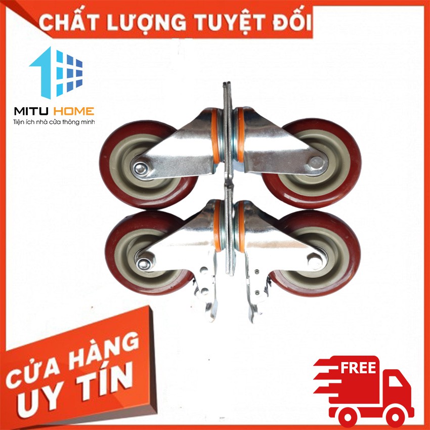 Bánh xe đẩy hàng xoay 360 độ cao cấp 7cm màu mận chín - MITUHOME