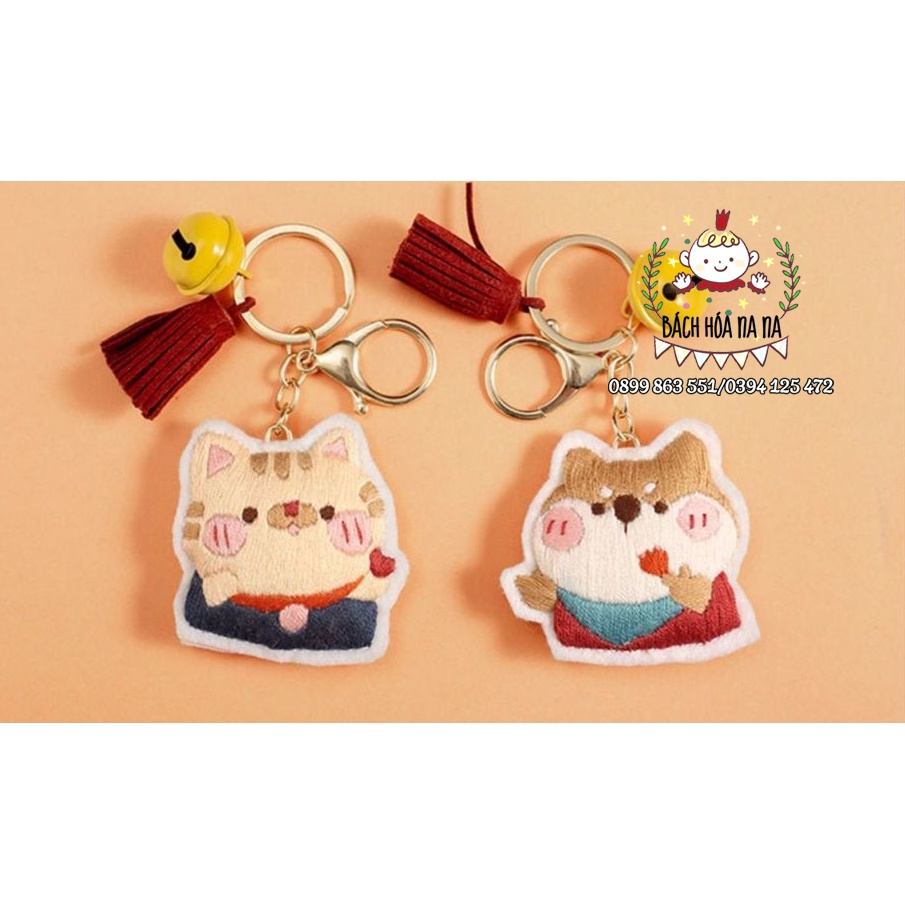 Móc Khóa Thêu hình cặp đôi Xinh Xắn- Làm thủ công thêu/ gói nguyên liệu tự làm / diy keychain kit thêu/ bách hóa na na
