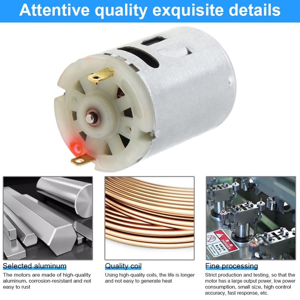 Động cơ quạt cỡ nhỏ R380 6V-24V DC 24000RPM bằng thép không gỉ dành cho máy sấy tóc tại nhà