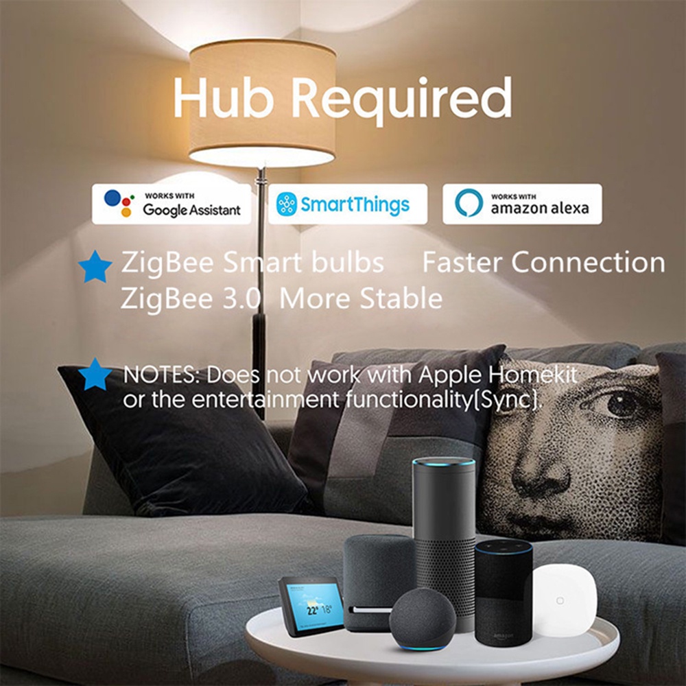 Zigbee3.0 Bóng Đèn Thông Minh Bóng Đèn Tuya Đèn Led Thay Đổi Màu 9W Rgbcw E27 110V 220V Smart Life Tương Thích Ứng Dụng Alexa Google Home Okase