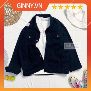 Áo khoác Jeans trơn đen | Áo khoác jeans nam nữ | Form rộng thoải mái | Unisex nam nữ | Hình Thật