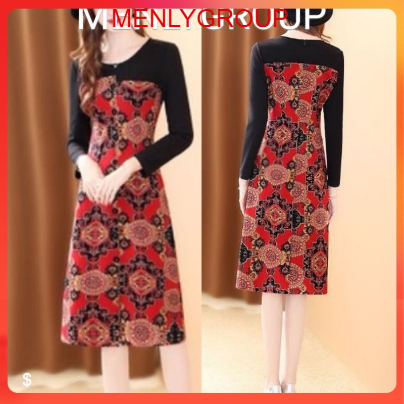 ĐẦM HỌA TIẾT THỔ CẨM Y HÌNH 100%