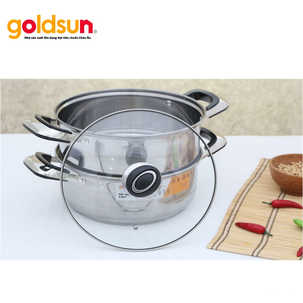 [Mã BMBAU50 giảm 7% đơn 99K] Bộ nồi Inox Xửng hấp Goldsun GE05-2303SG Đáy từ Hàng chính hãng