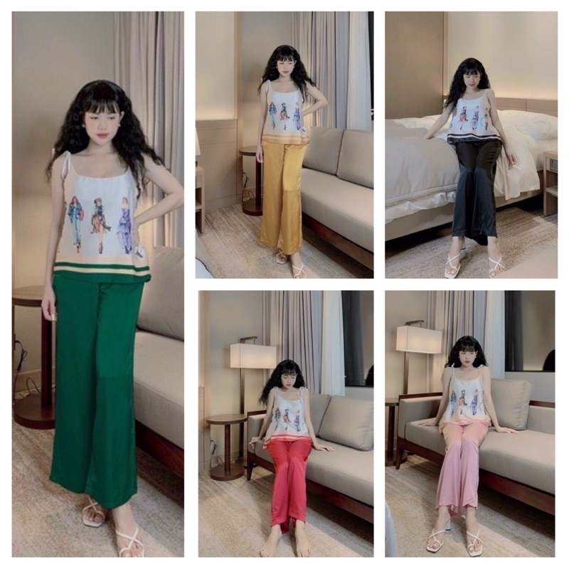 Bộ 2 dây in hình cô gái satin