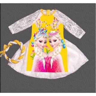 Set áo dài elsa vàng phối tay ren 180k/set