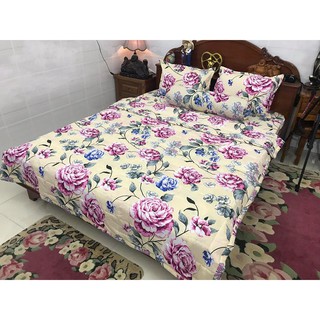 Xả Kho Bộ chăn ga gối cotton poly hè 5 món mẫu hoa hồng 3D (khách chọn mẫu nhắn tin cho shop)
