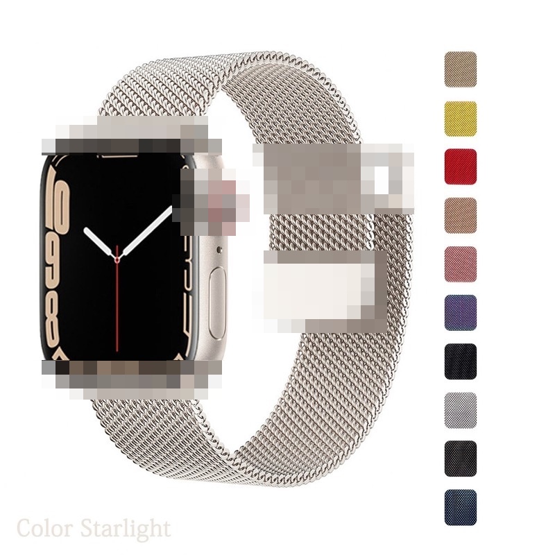 Dây Đeo Inox Khóa Nam Châm Cho Đồng Hồ Thông Minh Apple Watch 7 49mm 45mm 40mm 38mm 42mm 41mm 44mm i-Watch serie ultra 8 7 4 5 6 se 3 2023
