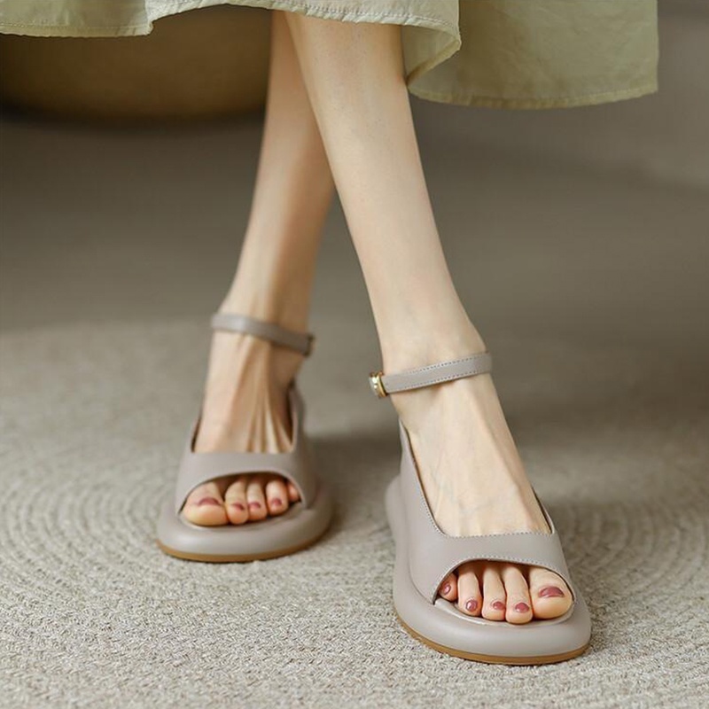 Xăng đan IELGY mũi tròn màu trơn thoải mái thời trang đi biển cho nữ