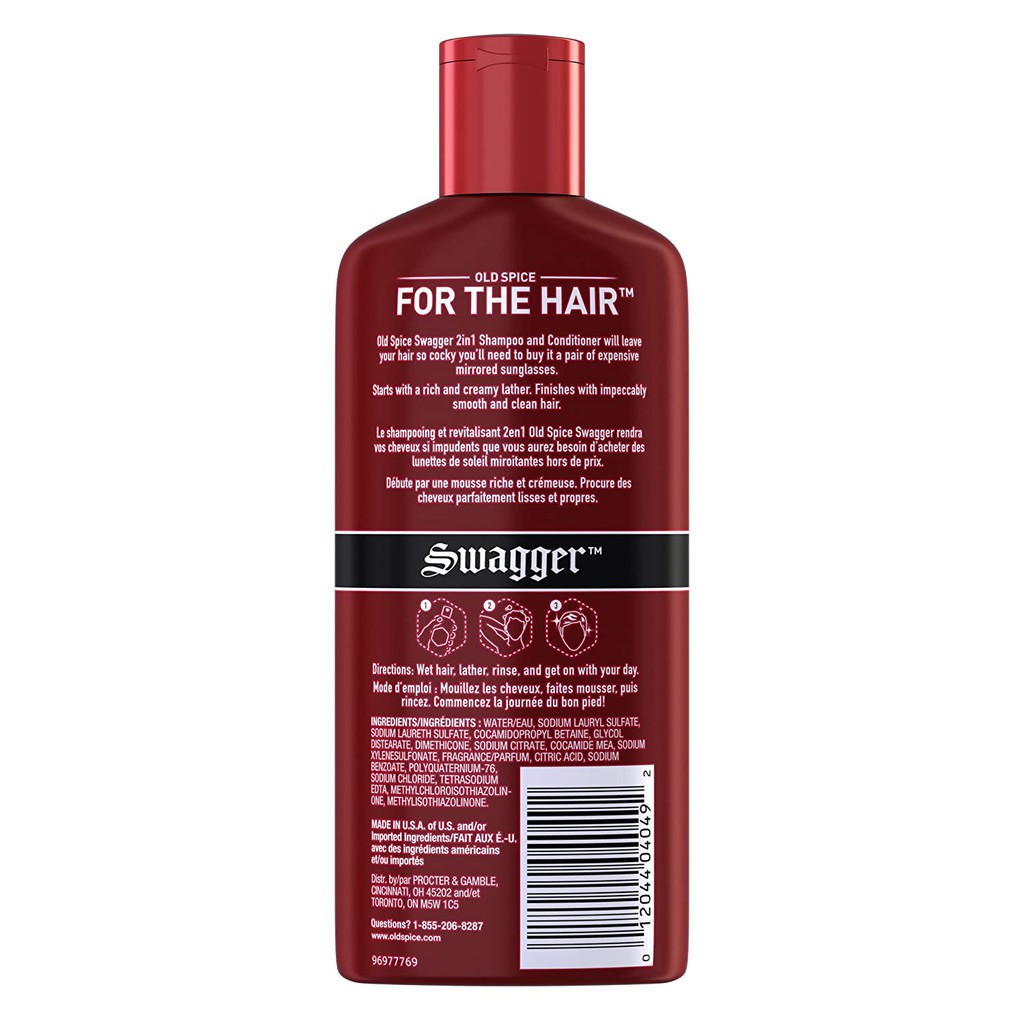 Dầu gội và xả 2 trong 1 cho nam Old Spice Swagger 2 in 1 Shampoo and Conditioner 355ml (Mỹ)