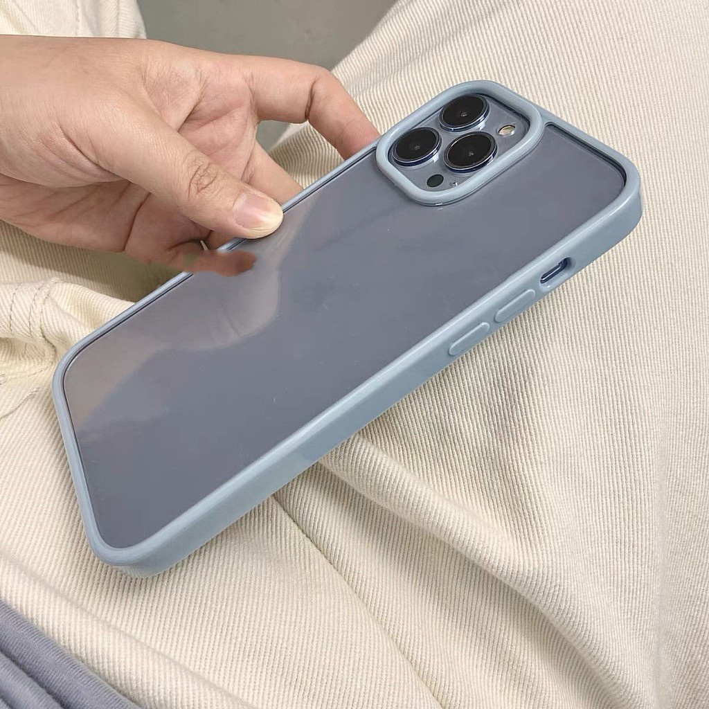 Ốp Điện Thoại TPU Mềm Trong Suốt Siêu Mỏng Viền Màu Đơn Giản Dành Cho IPhone 13 Pro Max 12 11 Pro XS XR 8 7 Plus