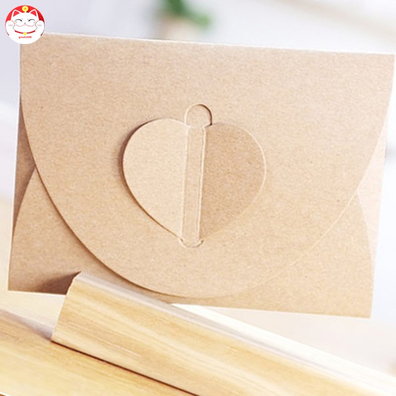 50 bao thư chất liệu giấy Kraft đơn giản màu trơn kích thước 12*17.5cm/10.5*7.5cm tiện dụng