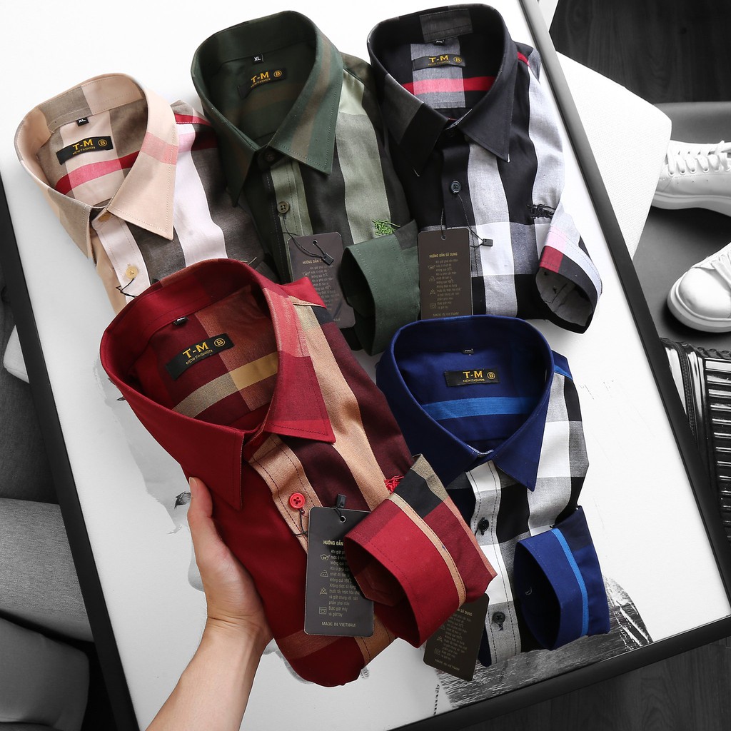 Áo sơ mi nam tay dài caro BBR BIGSIZE &lt; 130kg