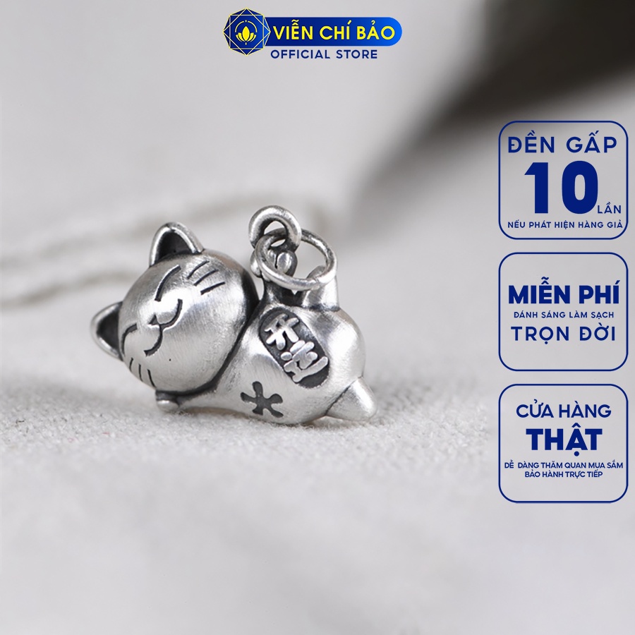 Mặt dây chuyền bạc nữ mèo Hạnh Phúc ( Riêng Mặt ) chất liệu bạc 925 thời trang phụ kiện trang sức Viễn Chí Bảo M000051