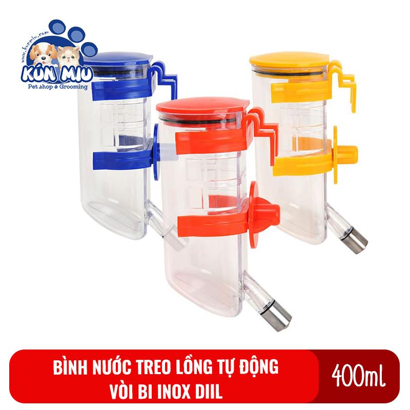 Bình nước treo lồng cho thú cưng có vòi bi 400ml-Màu ngẫu nhiên