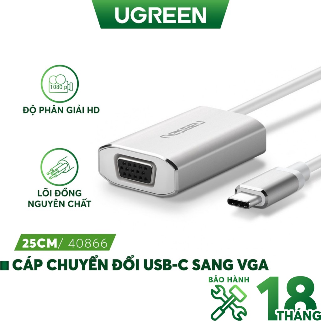 Cáp chuyển đổi USB type C sang VGA dài 25cm UGREEN CM114 40866