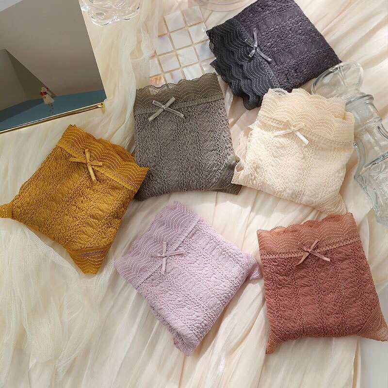 Quần lót cotton nhăn co giãn mềm êm phối viền ren cực xinh 221