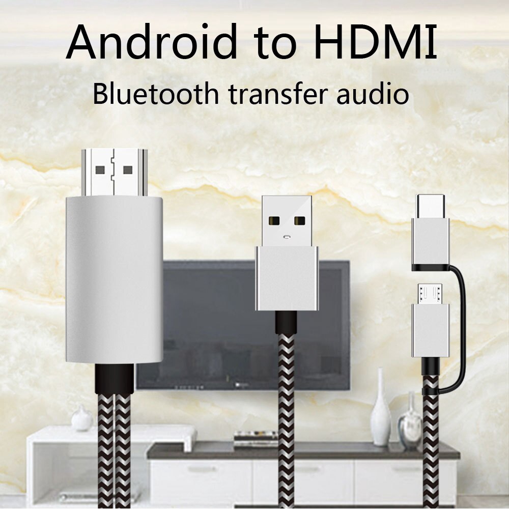 2K Bluetooth Audio Type C Micro USB HDMI Cable HDTV Adapter For Huawei Xiaomi Android Phone to TV