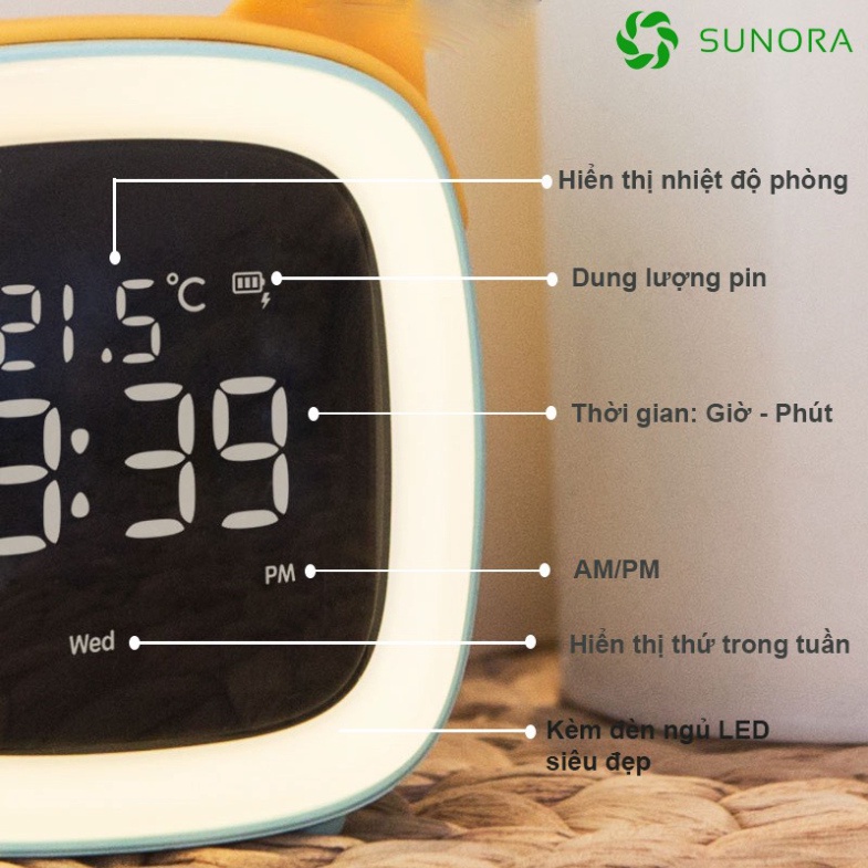 Đồng Hồ Báo Thức Để Bàn Điện Tử Thông Minh Hiện Nhiệt Độ Phòng Kèm Đèn Ngủ Led Clock Flyco Trang trí phòng khách