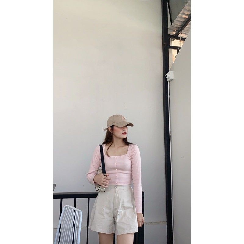 Áo đính ngọc tay dài croptop cổ vuông ENTYTY A3-NTD