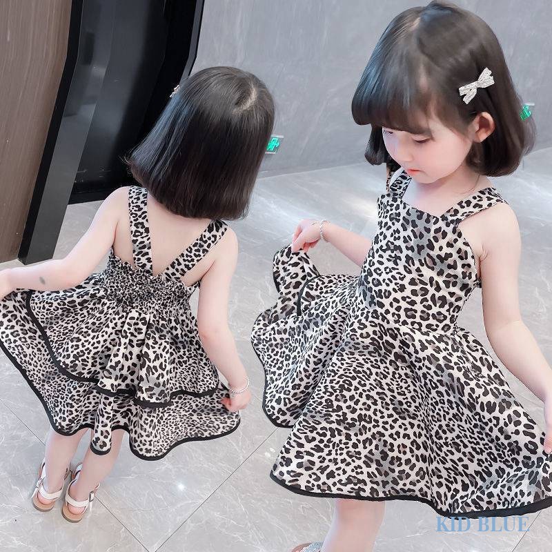 Đầm Công Chúa Hai Dây In Họa Tiết Da Báo Phong Cách Hàn Quốc Thời Trang Mùa Hè Cho Bé Gái