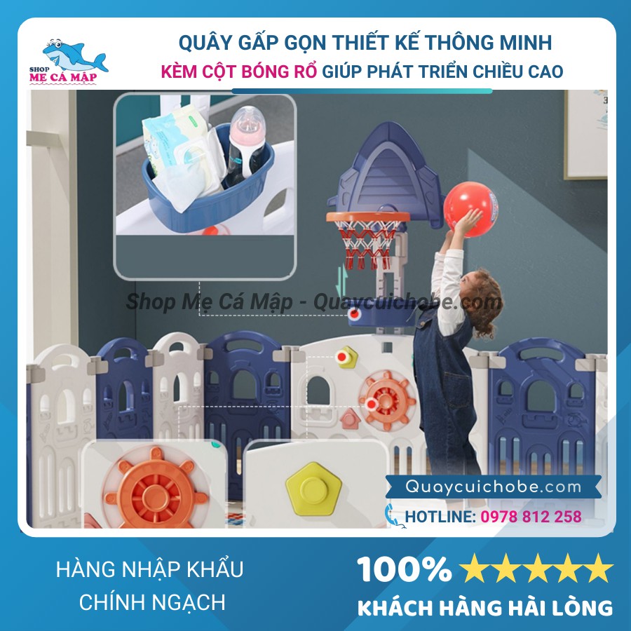 Quây cũi nhựa gấp gọn liên hoàn cầu trượt xích đu cao cấp cho bé, mẫu mới nhất