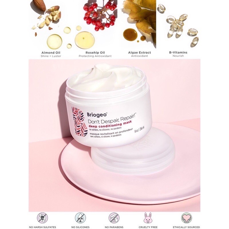 Mặt nạ ủ Phục hồi tóc BRIOGEO Don't Despair, Repair Deep Conditioning Mask