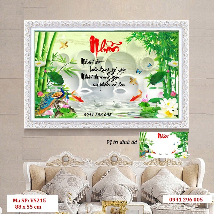 Tranh đính đá Chữ Nhẫn - Tranh chưa đính đá