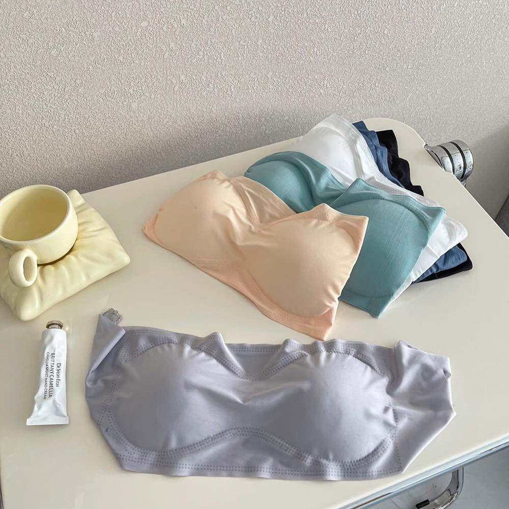 IVORY Áo Lót Crop Top Hai Nút Thoáng Khí Thoải Mái Màu Sắc Đơn Giản Cho Nữ