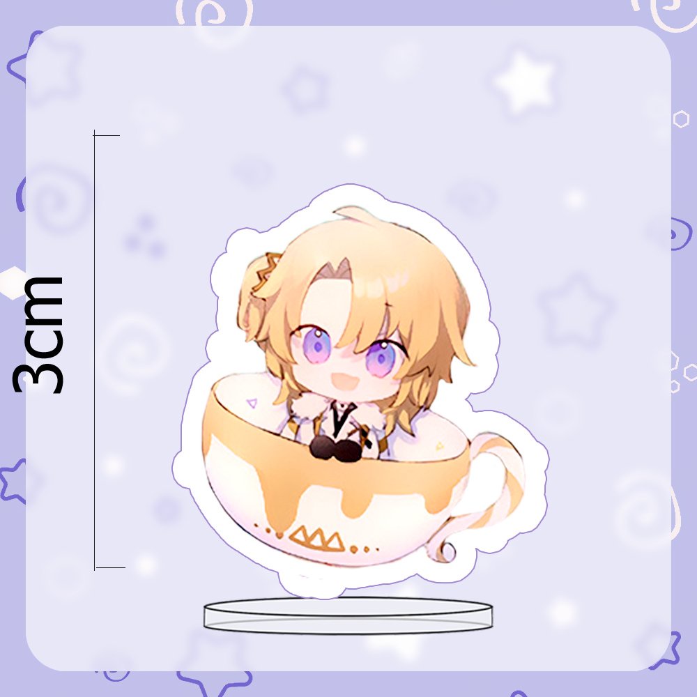 (3cm) Standee mini x Móc khóa LUXIEM ver CỐC TRÀ tượng acrylic anime mica chibi mô hình trang trí quà tặng xinh xắn