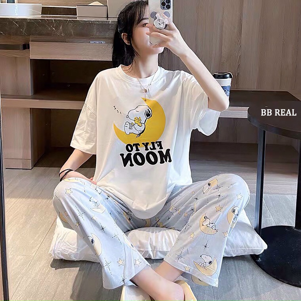 Đồ Bộ Mặc ở Nhà Bộ Đồ Ngủ Nữ Quần Dài Pijama Thun Lạnh Đẹp [CODE 45-48] Freesize Từ 45-55Kg - BB REAL | BigBuy360 - bigbuy360.vn