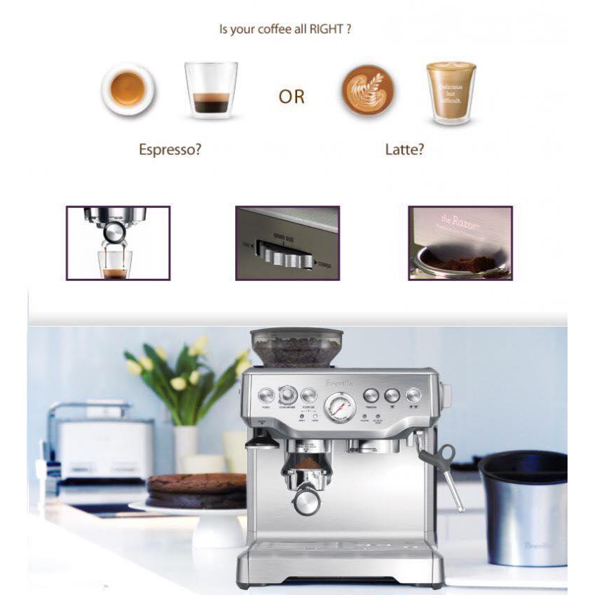 [hình thật] Máy pha cà phê Breville 870 hàng nhập ÚC mới - chuẩn Espresso- máy pha cafe dùng cho quán, văn phòng