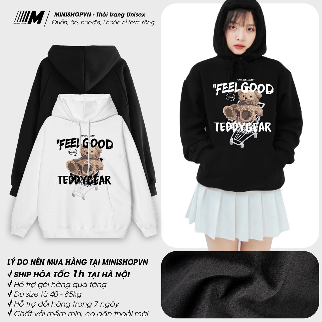 Áo hoodie Minishopvn mẫu mới unisex nam nữ from rộng TEDDYBEAR