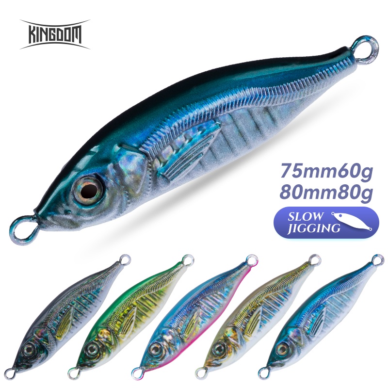 Mồi câu cá Kingdom 60g 75mm/ 80g 80mm phủ kim loại cứng phát sáng
