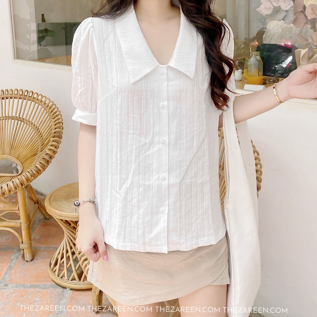 [Mã WASKT304 giảm 15% tối đa 30K đơn 99K] ÁO SƠ MI CỔ NHỌN TAY PHỒNG ZAREEN SOM40 TRẮNG | BigBuy360 - bigbuy360.vn